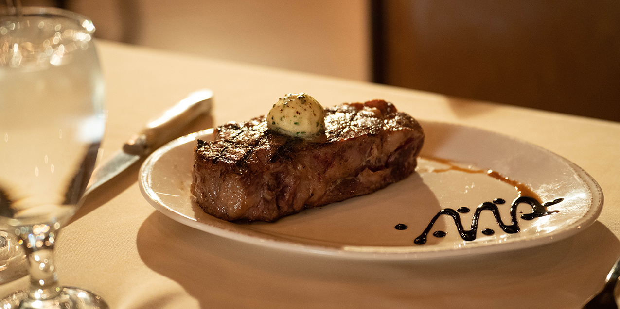 Prime USDA steak entree from Red Oak Steakhouse