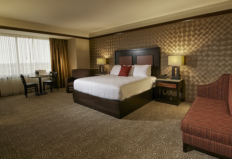 Accessible casino hotel guest room with one King bed
